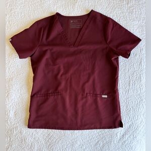 Figs Technical Casma Scrub Top Womens Size Large Maroon/Wine PO3096 Pockets 🩺